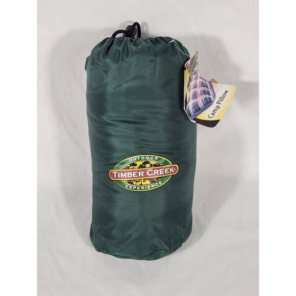 NOS Timber Creek  Outdoor Camping Pillow Green Flannel & Nylon w bag NWT 17 X 10 - Picture 1 of 6